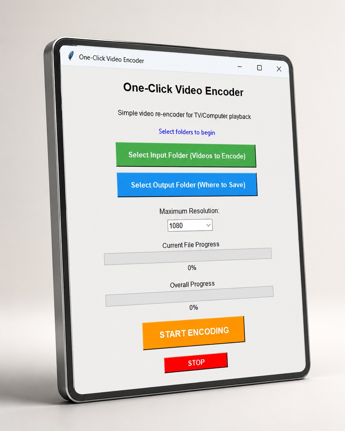 OneClickEncoder app screenshot