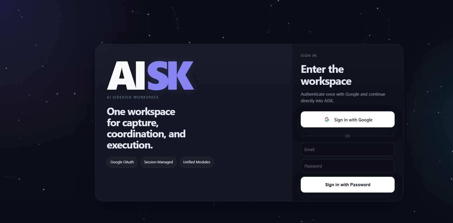 AISK public sign-in screen